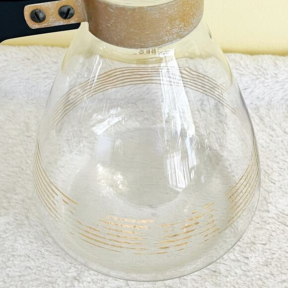 Vtg Pyrex 1960's Mid Century Modern Coffee Carafe Gold Accents No Lid Coffee Pot - Picture 4 of 7
